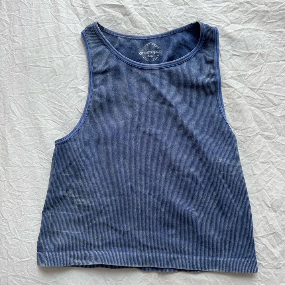 One Step Ahead Blue Crop Top FITS LIKE M